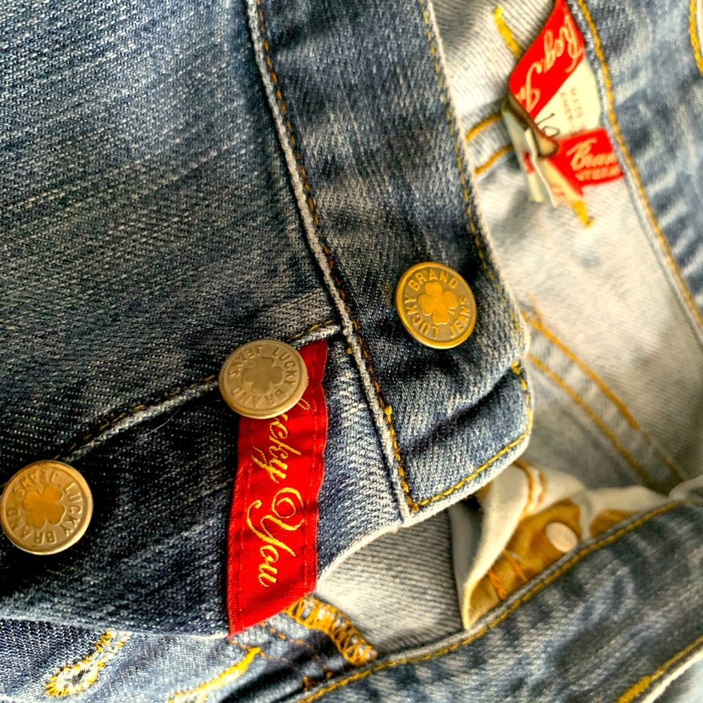 L. Blue Denim Lucky Brand Jeans Sans Zipper 14/32